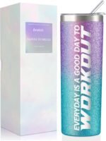 Onebttl Workout Everyday Fitness Gifts for Women, Girls - Glitter Cup Gifts for Gym Lovers on Birthday, Christmas - 20 oz SS304 Stainless Steel Tumbler with Lid and Straw - Image 2