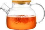 PARACITY Glass Teapot Stovetop 34oz/1000ml, Borosilicate Clear Tea Kettle with Removable 18/8 Stainless Steel Infuser,Glass Tea Kettle with Wooden Lid, Teapot for Loose Leaf Tea Fruit Tea Fragrant Tea - Image 2
