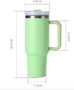 PRIMEWAVE 40oz Stainless Steel Tumbler with Straw – Leakproof Travel Mug with Handle | Double Wall Insulated, BPA-Free | Reusable Drinking Cup for Hot & Cold Drinks (GREEN) - Image 2