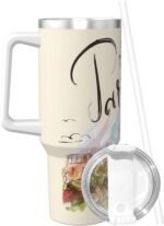 PTONUIC the famous Paris Eiffel Tower 40 oz Tumbler with Handle and Straw Lid | Insulated Cup Reusable Stainless Steel Water Bottle Travel Mug Cupholder Friendly | Gifts for Women Men Him Her - Image 2