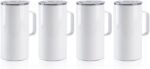 PYD Life 4 Pack Sublimation Blank Tumblers 20 OZ White Mugs with Handle,Stainless Steel Coffee Travel Cups with Sliding Lid for Mug Tumbler Heat Press Sublimation Oven Printing - Image 2