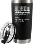 Panvola Abibliophobia Definition Mug Book Lover Gifts Librarian Reader Vacuum Insulated Tumbler with Lid and Straw Funny Stainless Steel Drinkware 20 oz Black - Image 2