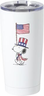 Peanuts Snoopy Stay Chill 17 oz Insulated Stainless Steel Tumbler with PP Lid, Double Wall Thermal Drink Cup with Americana Patriotic Design, Hot & Cold Beverages - Image 2