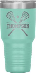 Personalized Lacrosse Tumbler With Name - 30oz Insulated Engraved Stainless Steel Travel Mug - Teal Gift - Image 2