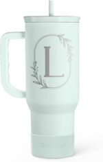 Personalized Monogrammed Tumbler with Handle 40oz, Letter L Tumblers Insulated Coffee Travel Cup, Custom Initial Gift for Women Girls Friends, Monogram Gift for Christmas Birthday Mothers Day - Image 2
