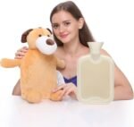 Peterpan 2 Liter Large Rubber Hot Water Bottle with Animal Cover, Bring a Little Comfort to Your Family This Winter with a Puppy Hot Water Bottle, 65 Fl Oz Capacity, Brown - Image 2
