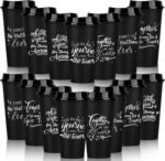 Pickmesh 15 Pcs Employee Appreciation Gifts Bulk 16 oz Plastic Tumbler with Lid Inspirational Staff Thank You Gifts for Team Reusable Travel Coffee Cups for Coworker Volunteer Teacher (Black) - Image 2
