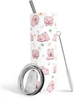 Pig Gift for Women Pig Gifts for Swine Lovers Birthday Gifts for Girls Swine Tumbler With Lid and Straw -Cup 20oz Insulated Stainless Steel Skinny Tumbler Travel Coffee Mug - Image 2