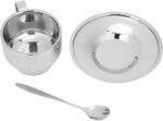 Pilipane Stainless Steel Coffee Cup Set, 8 Oz Coffee Mugs with Spoon and Saucer, Stainless Steel Coffee Cups Set Coffee Cups, Double Walled Coffee Mugs Drinkware for Latte, Cappuccino, Milk, Tea - Image 2