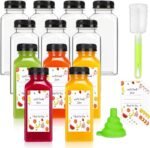 Plastic Juice Bottles with Caps 12Pcs -12oz Reusable Juice Containers with Tamper Proof Lids Black - Clear Bottles for Juicing Milk Smoothie Drinking and Other Beverages Christmas Gifts - Image 2