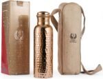Pure Copper Water Bottle 34 Ounce with Jute Carry Bag – Hammered Leakproof Ayurvedic Copper Vessel for Drinking Water - Reusable Bottle for Home, Office, Gym, Travel & Gifting - Image 2