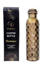 Pure Copper Water Bottle 34oz – Leakproof Jointless Ayurvedic Copper Flask, Handmade Black Honeycomb Hammered Design, Reusable Metal Bottle for Gym, Office, Home - Image 2