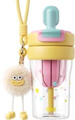 QWE Kids BPA-Free Plastic Tumbler with Spill Resistant Flexible Straw,2-Way Drink Flip Lid,20oz Cups with lids &straws for School and Travel,Heat-resisting,leak proof for Smoothies,Tea,Juice(Purple) - Image 2