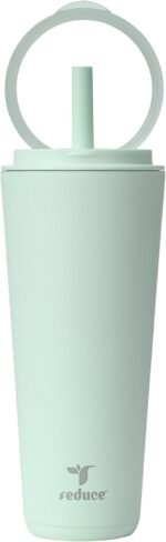 REDUCE Halo 32 oz Stainless Steel Vacuum Insulated Tumbler - Spill Proof Travel Mug with Flip Handle Lid - Keeps Drinks Cold for 32 Hrs - Dishwasher Safe - Cupholder Friendly - Sea Glass - Image 2