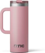 RTIC 20oz Road Trip Travel Mug with Lid and Handle, Ceramic Lined, Insulated, Stainless Steel, Metal, Double Wall Vacuum-Insulation, Portable Coffee, Tea Cup for Hot and Cold Drink, Dusty Rose - Image 2