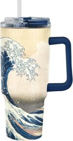 RainCaper 18/8 Stainless Steel Insulated Water Tumbler with Straw | 30oz, BPA-Free, Double Wall for Hot & Cold | Travel-Friendly, Cup Holder Ready (Hokusai The Great Wave) - Image 2