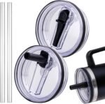 Replacement Lid for Stanley 40 oz and 64 oz Tumbler.Leakproof Flip Straw Lid Fit Stanley Cup Quencher H2.0 40 oz/64 oz and ProTour 40oz/64oz Tumbler.(Black,2-Pack) - Image 2