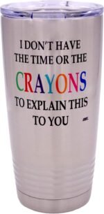 Rogue River Tactical Funny Travel Tumbler Mug - I Don't Have the Time or The Crayons to Explain This to You Mug, Work Gift for Boss, Manager or Supervisor, Large 20 Ounce Travel Mug with Lid - Image 2