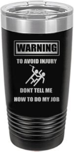 Rogue River Tactical Funny Warning Avoid Injury Job Large 20 Ounce Travel Tumbler Mug Cup w/Lid Sarcastic Work Gift For Boss Manager or Supervisor Black - Image 2
