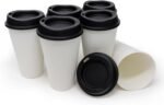 Rolling Sands USA Made 16 oz Reusable Coffee Cups with Lids 6 Pk, To Go Travel Cups, Hot or Cold Drinks, Dishwasher and Microwave Safe, White Cups, Black Lids - Image 2