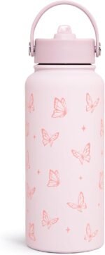 SANDJEST Butterfly Water Bottle Insulated Vacuum Stainless Steel 32oz with Lid, Gifts for Women Girls Teens Birthday Christmas - Image 2