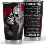 SANDJEST Couple Tumbler 20oz Gifts for Wife Husband Skull Couples Stainless Steel Tumblers Coffee Travel Mug Cup Romantic Gift for Valentine Birthday Anniversary Christmas - Image 2