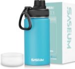 SASEUM Kids Sport Water Bottle 12oz Stainless Steel Double Wall Vacuum Thermal Mug with Leak Proof Spout Lids, Wide Mouth Metal Insulated Water Jug for Gym and Travel（Sky Blue） - Image 2