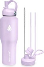 SENDESTAR 32oz Water Bottle Wide Mouth Stainless Steel Vacuum Insulated Double Wall with Straw Lids Fit in Any Car Cup Holder,Lilac - Image 2