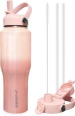 SENDESTAR 40oz Stainless Steel Water Bottle(Cold for 48 Hrs, Hot for 24 Hrs),Double Wall Vacuum Insulated Bottle with Straw Lid, Spout Lid and Flex Cap, Fit in Any Car Cup Holder TXIN-40-Laser G Pink - Image 2