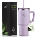 SIPX™ 30 oz Insulated Tumbler with Handle & Straw – Vacuum Insulated Stainless Steel, Leakproof, Cupholder Friendly – Perfect for Iced Coffee, Water & Travel – Purple - Image 2