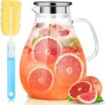 SUSTEAS 3 Litre 101oz Glass Pitcher Jar with Lid and Nozzle, 3.17Quart Cold/Hot Water Glass Water Bottle, Ice Tea for Refrigerator, Large Water Jar for Juice, Milk, Coffee or Homemade Drinks - Image 2