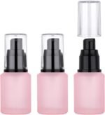 Segbeauty 1oz Frosted Glass Travel Bottles for Toiletries, Pack of 3 Refillable Travel Lotion Bottle, Pink Makeup Pump Dispenser Cream Lotion Containers, 30ml Leak Proof Cosmetic Bottles for Women - Image 2