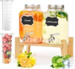 Set of 2 Glass Drink Dispensers for Parties, 1 Gallon Ice Beverage Dispensers with Stand, Juice Dispenser with Fruit Infuser & Leak-Proof Spigot, Ideal for Lemonade, Tea, and Party Drinks - Image 2
