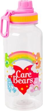 Silver Buffalo Care Bears Rainbow Heart Logo Twist Spout Plastic Bottle With Sticker Set You Stick Yourself, 32 Ounces - Image 2