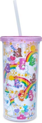 Silver Buffalo Care Bears Rainbow Stars Plastic Carnival Cup, Travel Tumbler With Lid and Reusable Straw | Holds 20 Ounces - Image 2