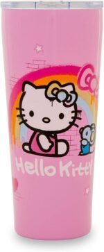 Silver Buffalo Sanrio Hello Kitty Graffiti Double Walled Stainless Steel Tumbler with Straw Featuring Hello Kitty and Joey, 22 Ounces - Image 2