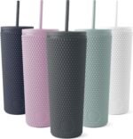 Simple Modern Plastic Matte Studded Tumbler with Lid and Straw | Reusable BPA Free Iced Coffee Cups Double Wall Smoothie Cup | Gifts for Women Men Him Her | Classic Collection | 24oz | Graphite - Image 2
