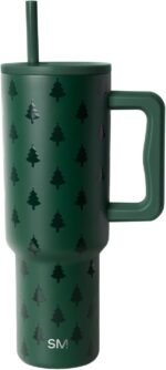 Simple Modern Trek | 40 oz Christmas Tumbler with Handle and Straw Lid | Cup Holder Friendly Insulated Stainless Steel Travel Mug | Holiday Gifts for Women Men Her Him | Winter Trees - Image 2