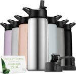 SipX™ 25 oz Insulated Water Bottle with 3 Lids – Leakproof Stainless Steel, Triple Insulated – Cold 24 Hours/Hot 12 Hours – Durable Bottle for School, Gym, Travel – Stainless - Image 2