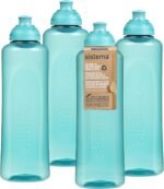 Sistema Swift Twist 'n' Sip Sports Water Bottles | 480 ml | Leakproof Kids Water Bottles | Made Using Recycled Plastic | BPA-Free | Teal Stone | 4 Count - Image 2