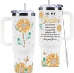 Sister Birthday Gifts, Sisters Gifts from Sisters, Gift for Sister Cup from Brother, Mothers Day Christmas Birthday Present for Sis Bestie Best Friend - 40oz Tumbler - Image 2