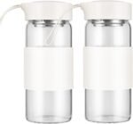 Small Glass Shaker Bottle, 2 Pack 16oz BPA Free Odorless Shaker Bottle with 304SS Mixing Ball and Removable Cleaning Brush for Fitness & Protein Shakes(White-2Pack) - Image 2