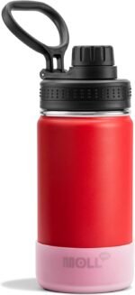 Small Water Bottle for kids-12 oz Stainless Steel Vacuum Insulated Wide Mouth Water Bottle with Spout Lid (Canyon Red) - Image 2