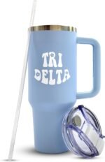 Sorority Shop Delta Delta Delta 40oz Tumbler with Handle - Best Friend Tumblers for Women - Cute Tri Delta Sorority Engraved Tumbler - Insulated Tumblers to Keep Your Drinks Cold or Hot for Hours - Image 2