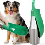 Stainless Steel Dog Water Bottle - 27 oz Portable Travel Dog Bottle & Bowl, Leak Proof Stainless Steel Metal Pet Water Bowl Dispenser for Camping, Hiking, Traveling, Walking (27oz, Green) - Image 2
