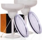 Stainless Steel Insulated Margarita Glasses with Lid, Break-Resistant Vacuum Sealed Margarita Tumbler Ideal for Mother's Day Gift (Cream, Pack of 2) - Image 2