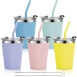 Stainless Steel Kids Cups with Lids and Straws Leakproof, 5 Pack 12oz Spill Proof Cup for Kids Tumblers Unbreakable Sippy Cup with Straws for School, Outdoor (Multicolor) - Image 2