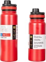 Stainless Steel Sports Water Bottle, 20oz/27oz Double Wall Vacuum Insulated Flask, Leakproof BPA-Free Thermos for Gym, Hiking, Cycling, Office, Hot & Cold Travel Bottle (Crimson Quench) - Image 2