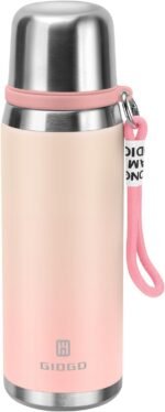 Stainless Steel thermo Bottles with cup 700ml/23.7oz Vacuum Insulated Bottle for hot and cold coffee drink water thermo flask with cup.(Gradient Pink,700ml) - Image 2