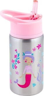 Stephen Joseph Stainless Steel Water Bottles, 18 OZ, Straw lid, Reusable tumbler, Insulated, Mermaid - Image 2